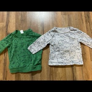 Two piece dinosaur long sleeve shirt bundle 12 months and 2T.